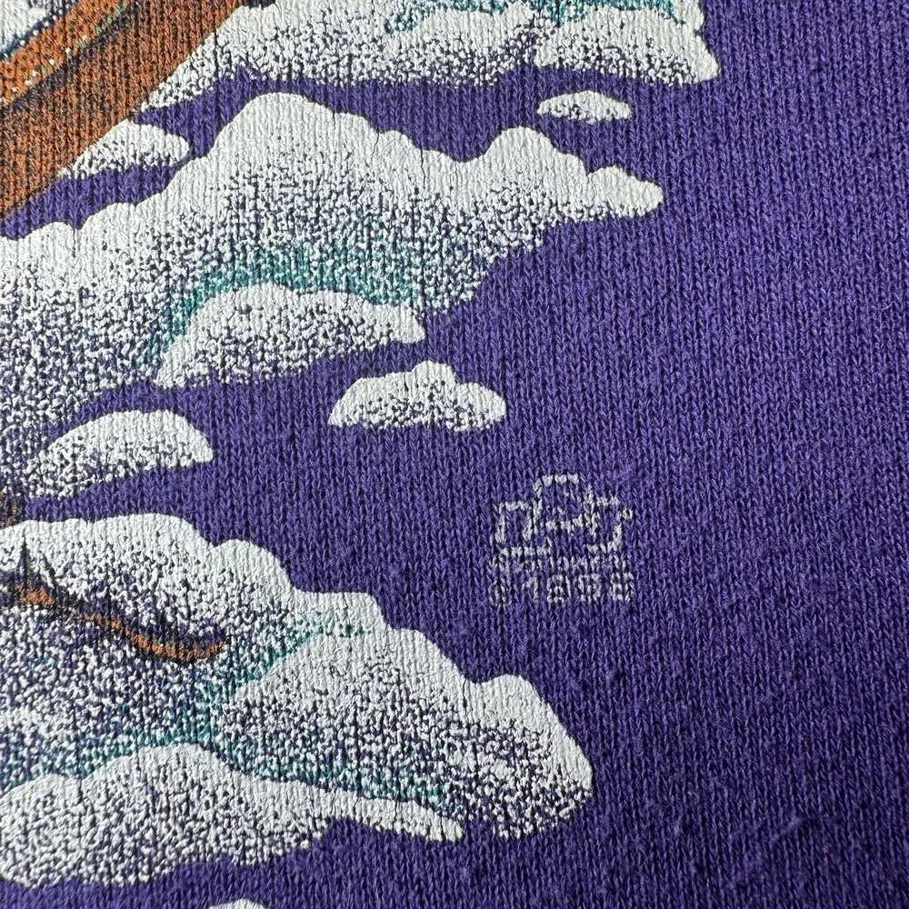 98' LSJ Sportwear Grandma Turtleneck Pullover Dog Puppies Purple Cotton Grove XL